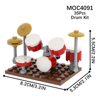 Batterie de percussions de la série City, instrument de musique, MOC MOOXI MOC4091, blocs et ensembles de construction de modèles, jouets de construction pour enfants