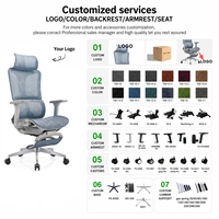 Chaise de bureau en maille à dossier haut, pivotante, réglable en hauteur, base chromée, accoudoirs 3D en PU, support lombaire, pour salon - Aston