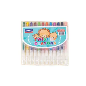 Crayon torsadé de couleur avec logo personnalisé 12 couleurs non toxiques mini taille ensemble de crayons de peinture d'art pour enfants ensemble de papeterie d'art