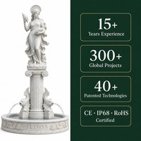 Fontaine en marbre grec Iolta, statue de déesse, motif fleur et lune, avec colonne cygne, pour villa, hôtel, jardin, parc, propriété