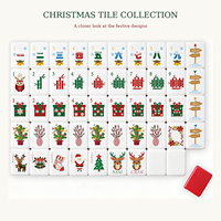 Jeu de Mahjong de Noël américain pour débutants et professionnels, avec motifs rennes, Père Noël, chaussettes, cloches et traînes, dans un coffret cadeau