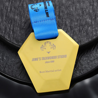 Médailles de Taekwondo et de Jiu Jitsu en alliage de zinc, plaquées or, de haute qualité, avec logo animal tigre et lettre, découpées, avec ruban