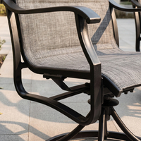 Ensemble de table et chaises de jardin J&M Outdoor 3 pièces en 1, 2 places, table de 75 cm, utilisation par tous les temps, siège rotatif imperméable
