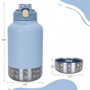 Bouteille d'eau portable pour animaux de compagnie en acier inoxydable, garde au froid pendant 24 heures, avec bol amovible pour l'extérieur - Product Image 5