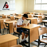 Ensemble bureau et chaise pour étudiants approuvé par le DepED des Philippines, plateau en MDF, chaises ergonomiques en plastique pour mobilier de salle de classe secondaire