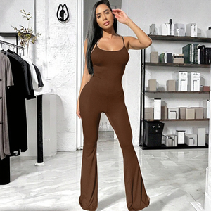 Women's Summer Sexy Ruffled Backless Jumpsuit New Breathable Regular Fit Solid Color Sling Design Midi Waist Full Length Quick - Product Image 2