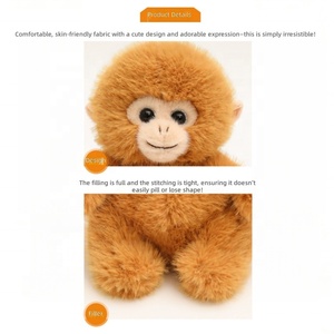Peluche Scimmia Dorata Morbida e Adorabile, Macaco Selvatico Imbottito, Bambola di Peluche Animale del Zoo Virale, Morbida Bambola di Stoffa, Regalo all'Ingrosso per Bambini - Product Image 6