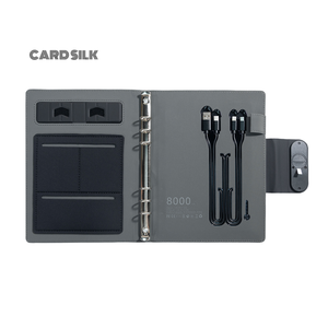 スマートフォンスタンド付きカスタマイズ可能なA5ワイヤレス充電ノート | PUレザーカバー3-in-1ケーブル | Document Pocketビジネスギフト - Product Image 5