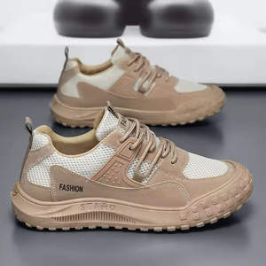 รองเท้าวิ่งลำลองสีน้ำตาลคุณภาพสูงสำหรับผู้ชายปี 2026 รองเท้าเดินแบบผูกเชือกพื้นเรียบกันลื่นสำหรับฤดูใบไม้ผลิ ระบายอากาศได้ดี แฟชั่นทันสมัย - Product Image 1