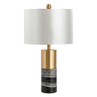 Lámpara de Noche LED con Base de Mármol y Pantalla de Tela, Lámpara de Mesa Moderna de Lujo con Base de Mármol para Uso en Hoteles, Gran Venta