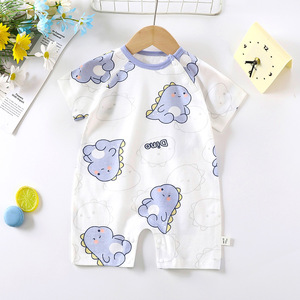 Combinaison pour bébé, style été, unisexe, manches courtes, combinaison fine pour nouveau-né, combinaison de ramper, vêtements pour bébé en coton pur - Product Image 3