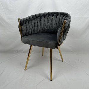 बुना हुआ फ्लैनेल मखमली कुर्सी इलेक्ट्रोप्लेटिंग सोने के पैर प्लेटेड स्प्रे हस्तनिर्मित बैकरेस्ट डिजाइनर अवकाश कुर्सी - Product Image 5