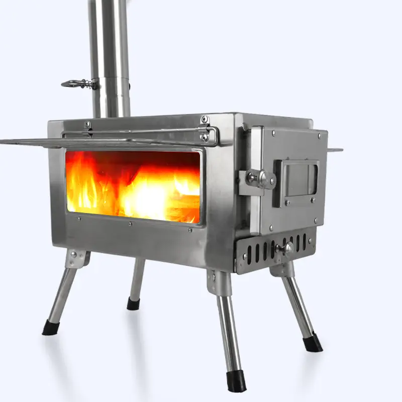 Outdoor Camping Hiking Portable Furnace Stainless Steel Windproof Wood Burning Stove For Heating