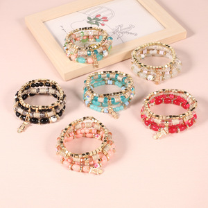 Beaded <b>Bracelets</b> Women's Gold Plated Alloy Bohemia Style Animal Shape Multilayer Colorful <b>Beads</b> Fashion Jewelry - Product Image 1