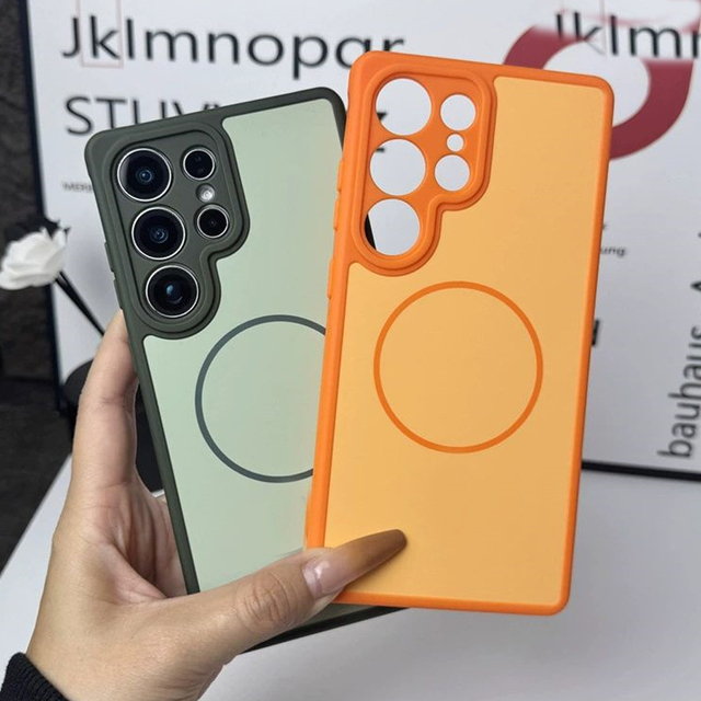 New Original Business Two-color Armor Magnetic Case for Samsung S26 S25 S24 S23 Ultra Plus Wireless Charging Shockproof Cover