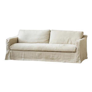 1031 यूरोपीय आधुनिक फैशन ठोस ओक लकड़ी बेंच-सीट स्लाइपकवर हस्तनिर्मित लिनन कपड़े बेलियन ट्रैक आर्म लिविंग रूम के लिए सोफे - Product Image 1