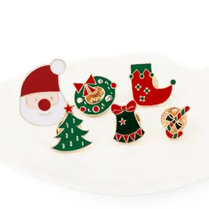 Dekorasi Natal Santa Claus Pohon Enamel Kerah Pin