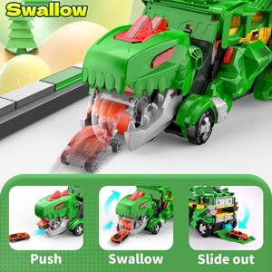 Camion de stockage de dinosaures 2 en 1 Jouet moulé sous pression pour avaler une voiture en métal transformée en <span class=keywords><strong>T</strong></span>-<span class=keywords><strong>Rex</strong></span> avec 2 voitures en alliage - Product Image 4
