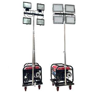 Torre de Iluminación Móvil de Acero Inoxidable con 4 Lámparas LED de 100W y Generador de Gasolina de 3KW con Elevación Manual para Exteriores - Product Image 6