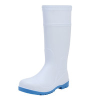 Les abattoirs utilisent des bottes de pluie à semelle bleue bottes de pluie en PVC à tige blanche bottes de pluie étanches à l'eau