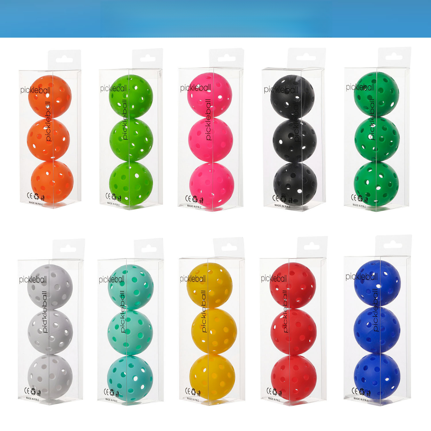 TPE Durable High Elasticity Pickleball Set for Children Outdoor Training 40 Holes Competition Equipment