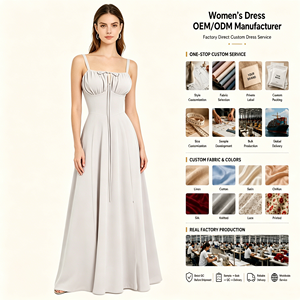 Abito Lungo Estivo Elegante da <span class=keywords><strong>Donna</strong></span> con Spalline Sottili e Pieghe, Vestito Bianco Senza Maniche - Product Image 1