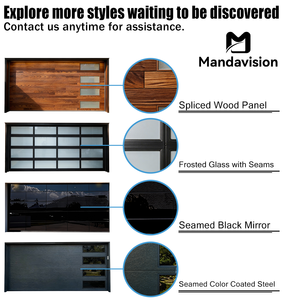 MAMDAVISION <span class=keywords><strong>Porte</strong></span> <span class=keywords><strong>de</strong></span> <span class=keywords><strong>garage</strong></span> moderne en aluminium <span class=keywords><strong>avec</strong></span> fenêtre en verre dépoli, décoration en bande métallique, télécommande, sur mesure pour villa et maison - Product Image 4