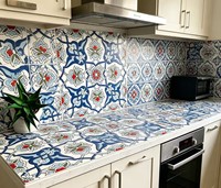 Carrelage de sol en céramique à motif floral rustique 300x300mm Mat Résistant à l'usure Bleu Rouge Vert Garantie 3 ans