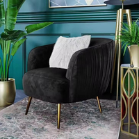 Sans Nordic Gold Leg Fauteuil en velours à dossier haut Chaise d'appoint noire de loisirs