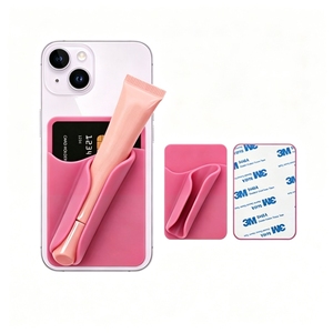 Porta tarjetas de silicona 12 en 1 para teléfono con ranura para lápiz labial, bolsillo adhesivo para tarjetas en la parte trasera del móvil, almacenamiento para brillo labial, billetera para teléfono celular. - Product Image 3
