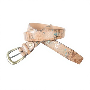 Ceinture réversible en cuir véritable Equipro Bohemian, imprimé serpent, turquoise, boucle à ardillon animalière, décontractée, en cuir de vachette, largeur 3,5 cm, longueur 110 cm - Product Image 1