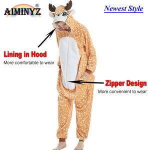 AIMINYZ ชุดนอนสตรีแบบยูนิคอร์น,ชุดนอน Onesie ขนแกะผ้าสักหลาดสัตว์ฤดูใบไม้ร่วงฤดูหนาวลายการ์ตูนใส่ได้ทั้งผู้หญิงและผู้ชาย - Product Image 2