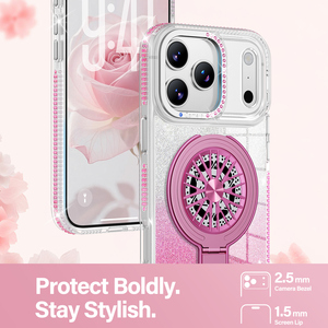 Nouvelle coque de téléphone transparente incrustée de diamants avec support gyroscopique rotatif à 360° pour iPhone 17 Pro Max 16 15 14 13 - Product Image 3