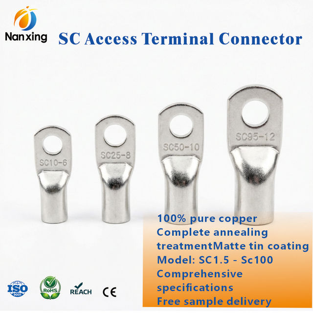 Heavy Duty Copper Lugs SC Series Ring Terminals Battery Cable Ends Connectors Compression Lugs for 2 4 6 8 Gauge Wire Connection