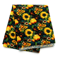 Tissu en toile de coton polyester imprimé imitation broderie tournesol, tissu imperméable pour sacs patchwork faits main DIY