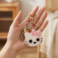 Breloque de sac personnalisée en perles DIY, accessoire de sac à main en feutre chaton Kawaii fait main avec bordure de contour de précision, cadeau