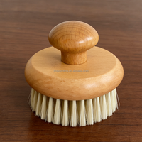 Brosse corporelle ovale en bois réutilisable, à poils doux en nylon végétalien naturel, avec logo personnalisé, pour exfoliation à sec
