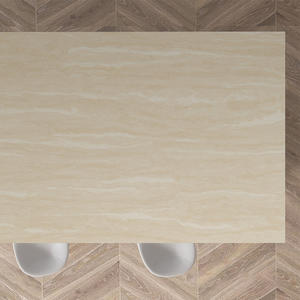 Comptoir en surface solide TMZ pour salle de bain et cuisine modernes, 6040, travertin romain, quartz Calacatta, poli, grande dalle, design 3D - Product Image 3