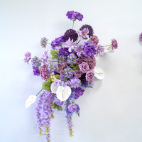 Rangkaian Bunga Gantung Hyacinth Ungu, Mawar, dan Wisteria untuk Dekorasi Latar Belakang Pernikahan, Gapura, Pesta, Panggung, dan Lantai.