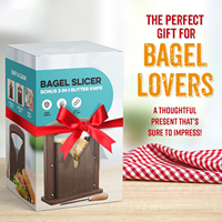 Trancheur de bagel en bois d'acacia pour pain fait maison Guillotine originale pour bagel Trancheuse universelle Coupeur de pain grillé Machine à découper
