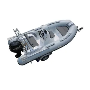 浩海豪华游艇12.8英尺刚性折叠充气肋骨船ce认证，舷外发动机用于钓鱼玻璃纤维船体
