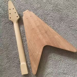 กีตาร์ไฟฟ้า <span class=keywords><strong>Flying</strong></span> <span class=keywords><strong>V</strong></span> กึ่งสำเร็จรูป พร้อมที่จับสายแบบหรูหรา ตัวกีตาร์ทำจากไม้โอ๊ค คอทำจากไม้เมเปิลยุโรป ฟิงเกอร์บอร์ดทำจากไม้โรสวูด - Product Image 6
