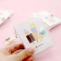 Mini classeur mignon transparent transparent avec 3 anneaux avec 3 enveloppes transparentes, recharge d'insertion de planificateur de papier et poches pour cartes photo