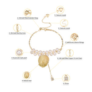 Bracelets de charme à la mode faits à la main, nouveau design 2025, pendentif en <span class=keywords><strong>rose</strong></span> préservée, perles <span class=keywords><strong>Swarovski</strong></span>, plaqué or 14 carats, fermoir extensible sécurisé - Product Image 2