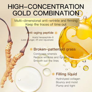 Serum Wajah Anti-Kerut Herbal <span class=keywords><strong>Ginseng</strong></span> <span class=keywords><strong>Gold</strong></span> Polypeptide Mewah untuk Menghilangkan Kerutan dalam Bentuk Cair - Product Image 3