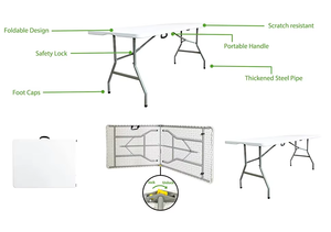 Factory-Direct Adjustable Foldable Rectangular Plastic <strong>Table</strong> Modern Design Portable <strong>Folding</strong> Indoor Outdoor Parties Use Well - Product Image 6
