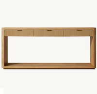 Table console en chêne minimaliste luxueuse avec tiroirs, design contemporain pour le rangement du salon de villa et d'hôtel