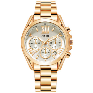 Reloj de pulsera para mujer con correa de acero, estilo ejecutivo, de acero inoxidable, resistente al agua, con calendario. - Product Image 6