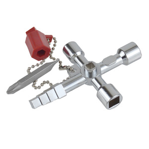 Four In One Silver Cross Wrench 87mm Zinc Alloy Chrome Plated Multi Functional Tool For Bicycle Repair - Product Image 1