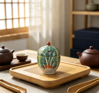 Pot en porcelaine à couvercle, style Chinoiserie, peint à la main, motif chou chinois, mini pot à bok choy, pot de rangement en céramique Famille Rose pour bibelots